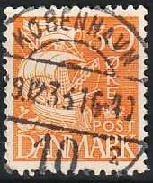 FRIMÆRKER DANMARK | 1933 - AFA 206 - Karavel 30 øre orangegul Type I - Lux Stemplet